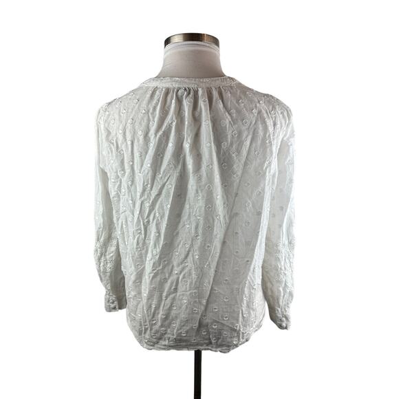 Torrid Cotton Clip Dot Collarless Lace Trim Long Sleeve Top White Plus Size 1 1X - Picture 6 of 9